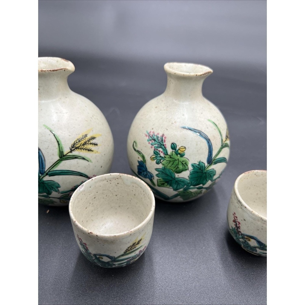 Hand Painted Ceramic Tokkuri Sake Set - Picture 2 of 6